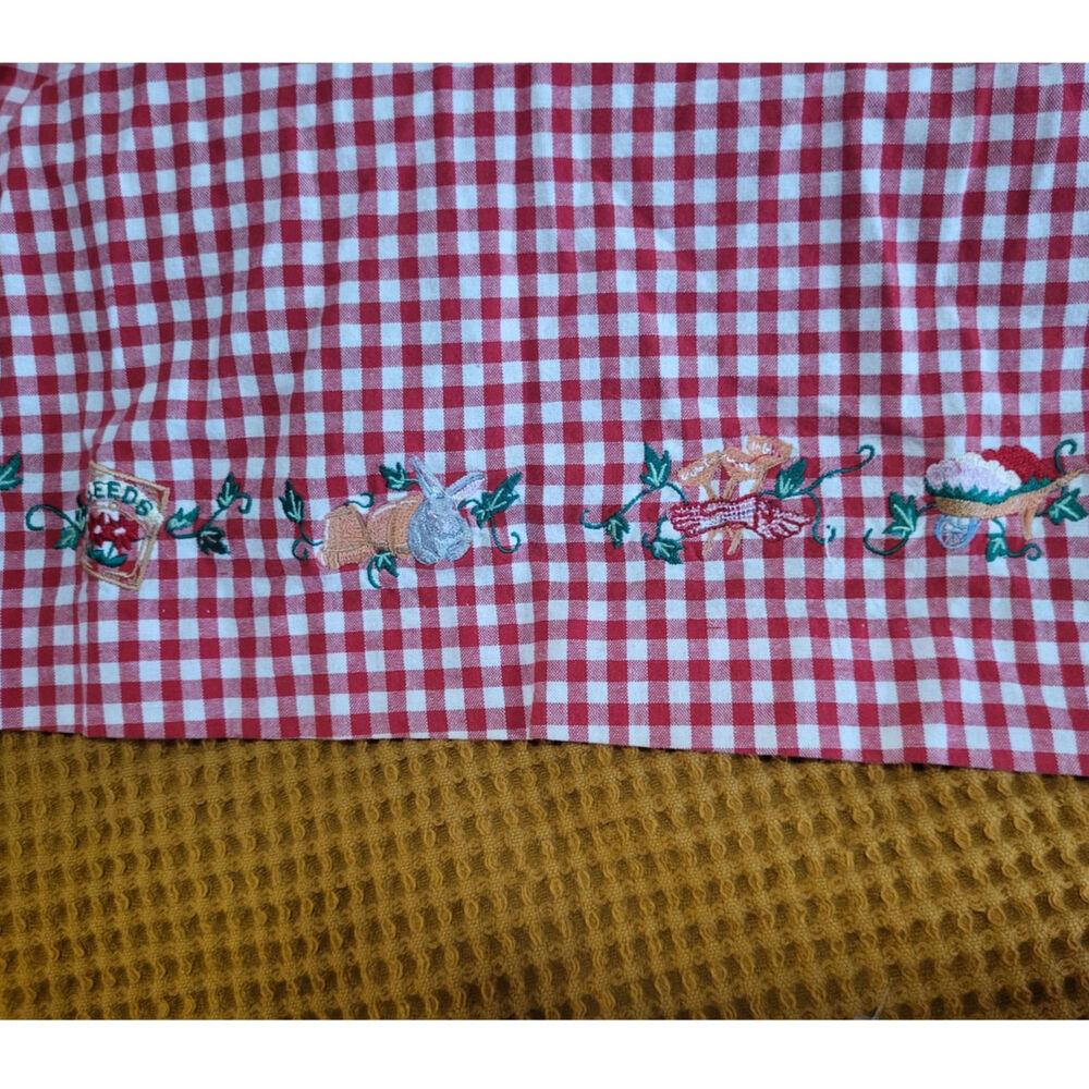 Vintage Cottagecore Farmercore Cotton Garden Gingham Embroidered Retro S GUC - Picture 9 of 10